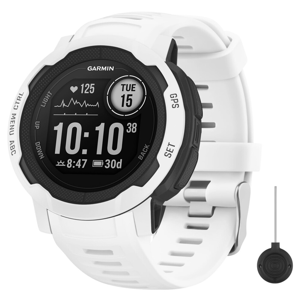 Strap Compatible With Garmin Instinct 2/2 Solar Tactical/Crossover/Tactical/Esports/Tide Strap, 22Mm Adjustable Soft Silicone Replacement Band (White) White 5051224195619