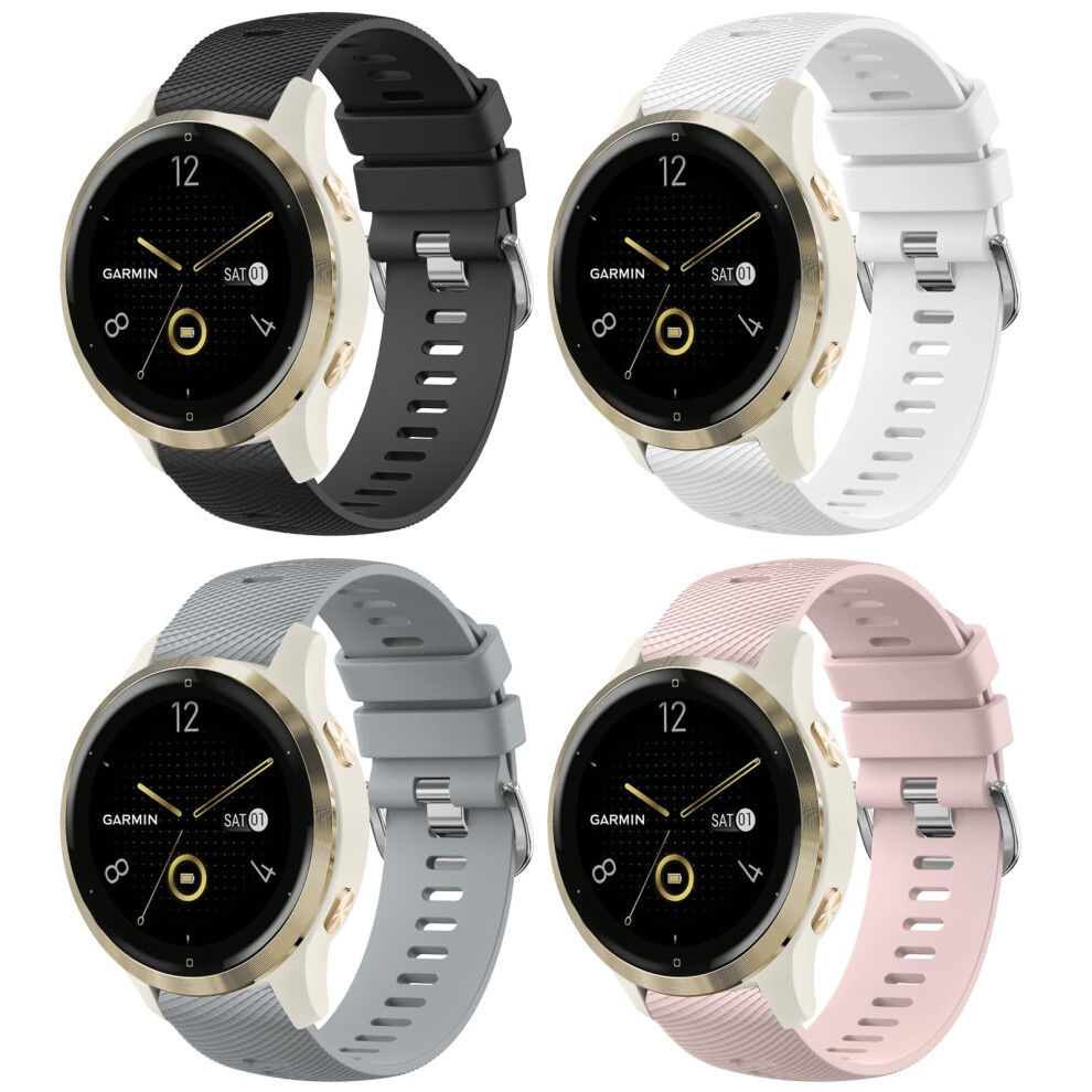 [4 Pack] Straps For Garmin Venu 2S/Venu 3S/Forerunner 265S/255S/255S Music/Vivoactive 4S/Vivomove 3S, 18Mm Soft Silicone Watch Band For Ticwatch 5051224197194