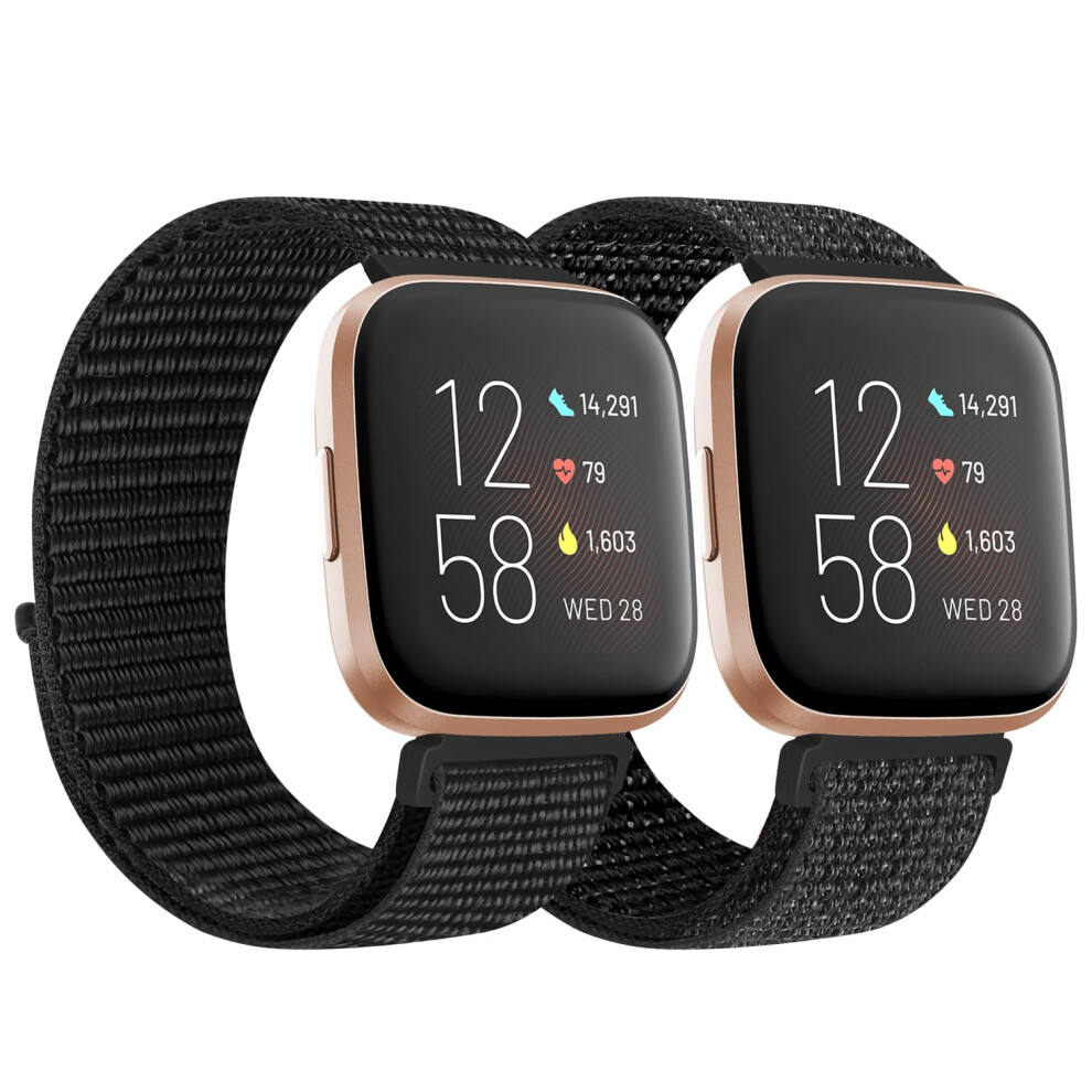 Kibdsng Nylon Strap Compatible With Fitbit Versa 2 Strap/Versa Lite/Se/Versa Strap, Soft Adjustable Woven Sport Wristbands Replacement Band For Men 5051224199273