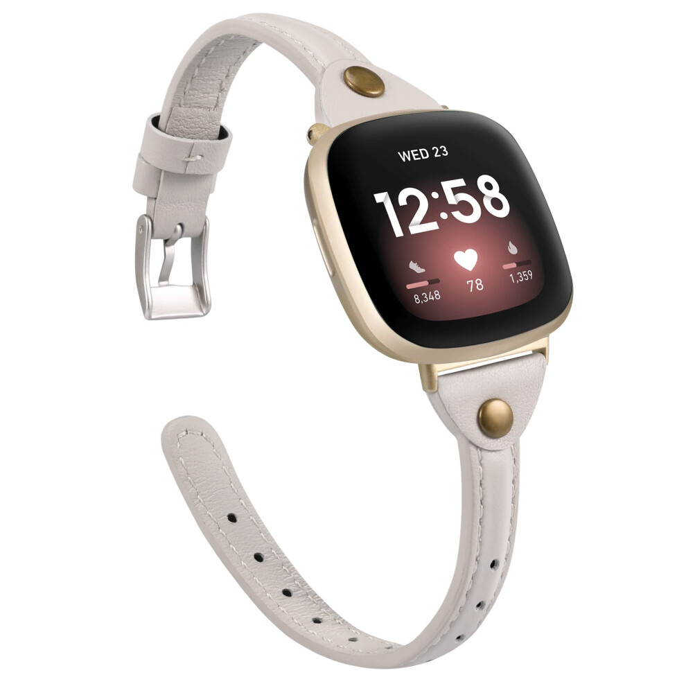 Photos - Watch Strap TOYOUTHS Leather Strap Compatible with Fitbit Versa 3/Versa 4/Sense 2/Sense Straps, Soft Slim Genuine Leather Band Women Rep