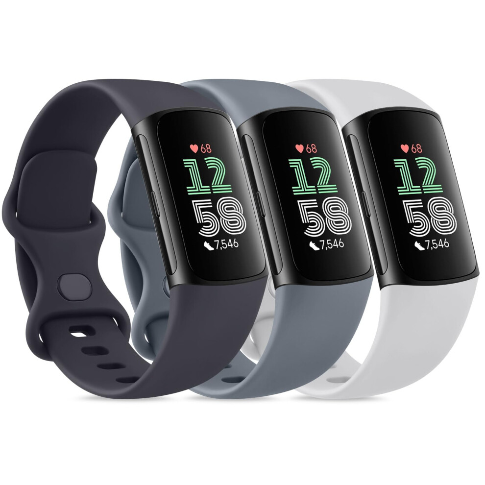 Ak Pack 3 Soft Adjustable Sport Straps For Fitbit Charge 5/6 - Replacement Wristbands (S, Pack Of L) 5051224203468