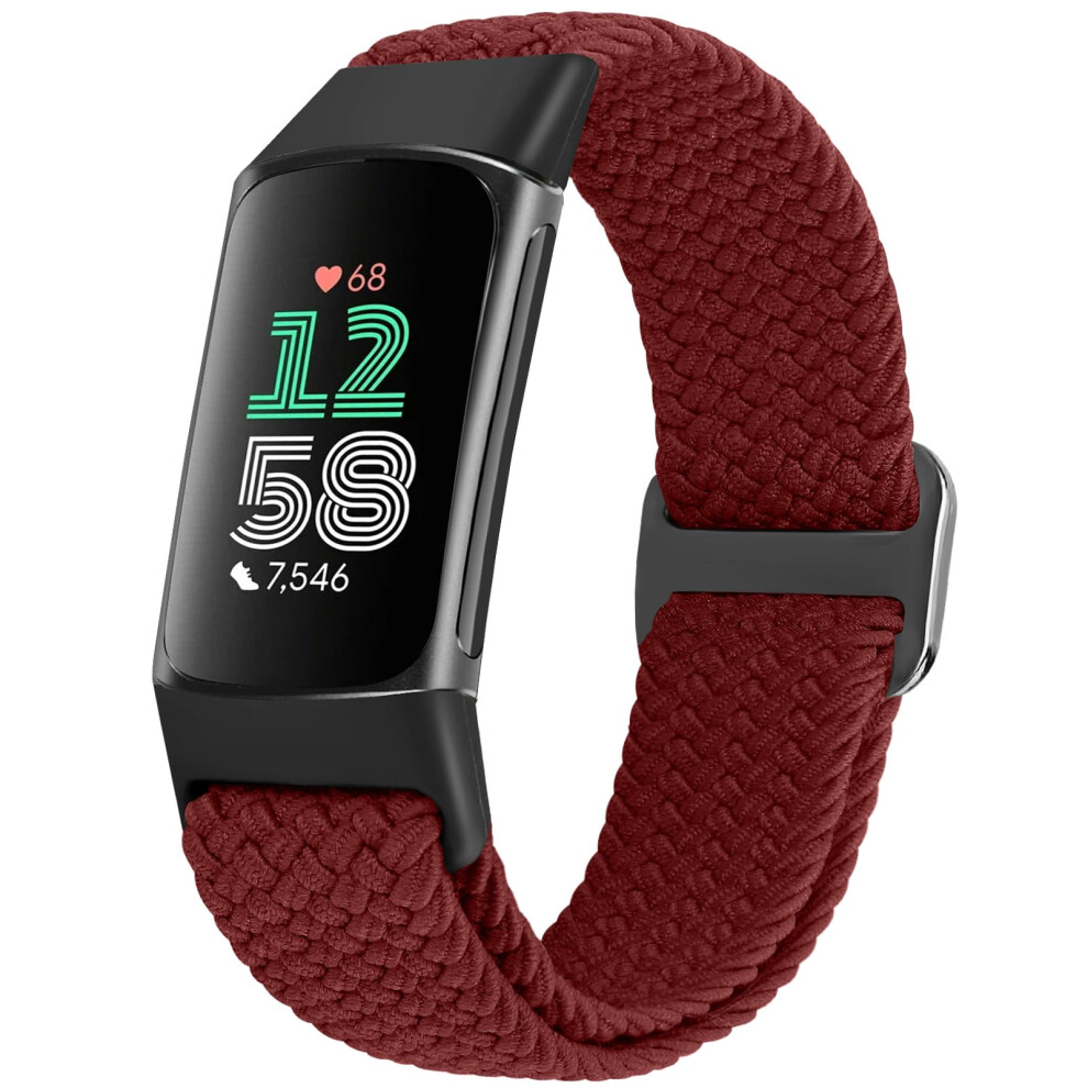 Wniph Braided Strap Compatible With Fitbit Charge 6/Fitbit Charge 5 Straps For Women Men, Adjustable Elastic Nylon Wristband Stretchy Replacement 5051224200573