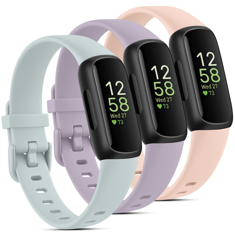 Pack 3 Straps For Fitbit Inspire 3 Strap For Women Men, Soft Silicone Replacement Strap Wristband Watchband Accessories 3-Pack 08 5051224198566
