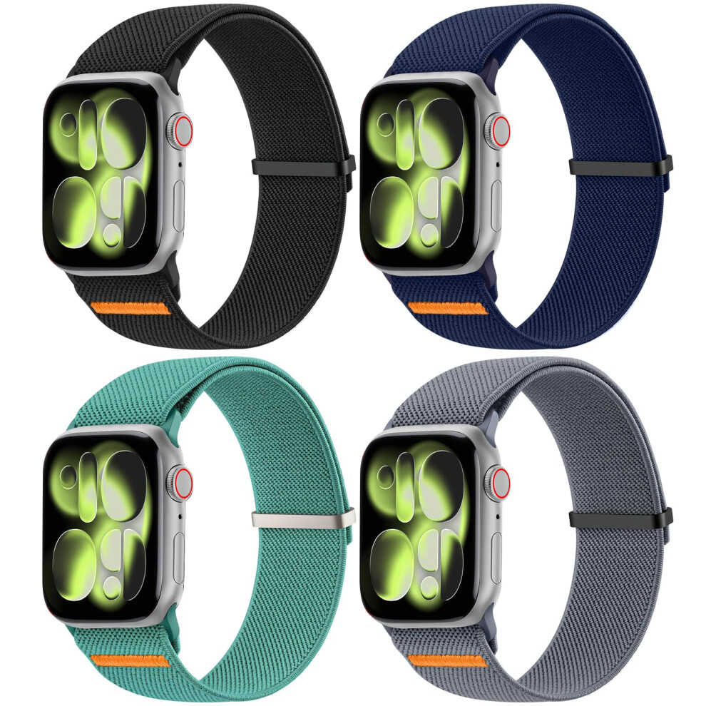 4 Pack Braided Solo Loop Strap For Apple Watch Straps 38Mm 40Mm 41Mm 42Mm, Adjustable Nylon Stretchy Elastic Sport Band For Iwatch Series 11 10 9 8 7 5051224202409
