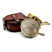 5MOONSUN5's Engraved Brass Compass Gift for Son/Dad & Mom - Leather Case