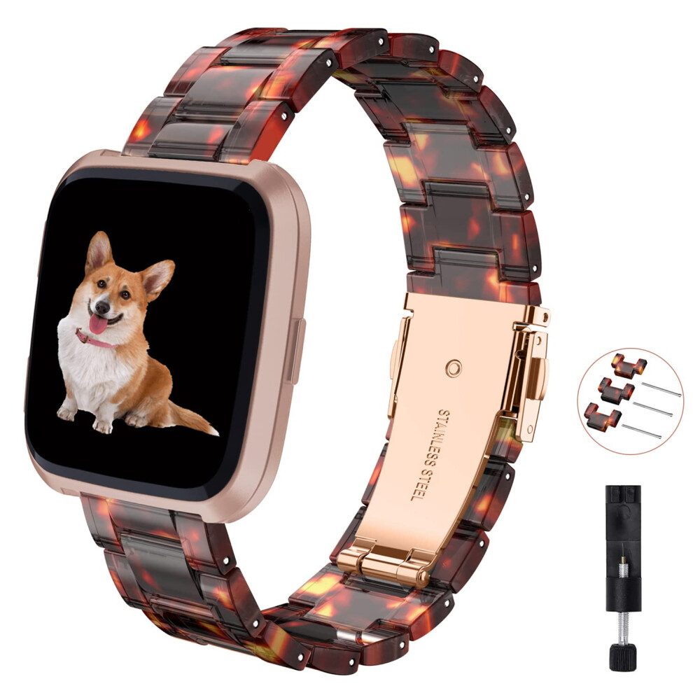 Toyouths Resin Strap Compatible With Fitbit Versa/Versa 2/Versa Lite/Versa Se, Lightweight Bracelet Replacement Strap With Stainless Steel Quick 5051224204106