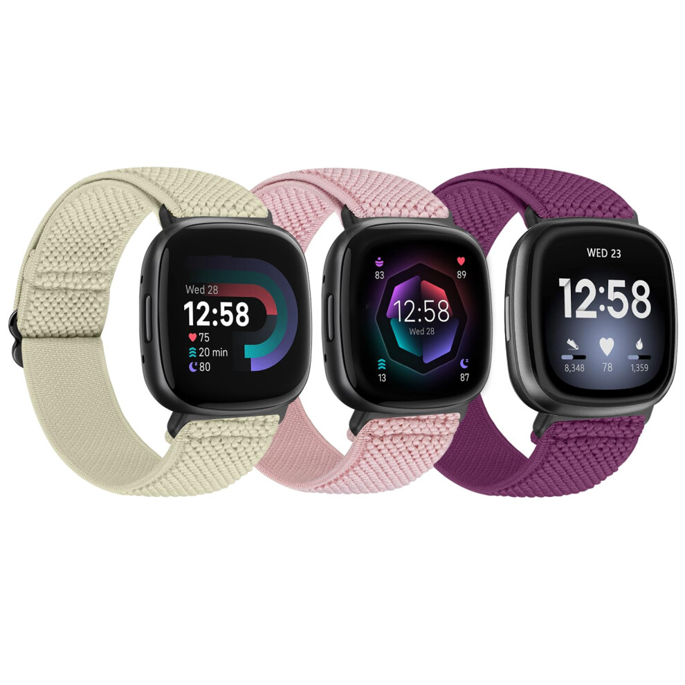 Tumpcez Elastic Nylon Strap Compatible With Fitbit Versa 4/Fitbit Sense 2/Fitbit Versa 3/Fitbit Sense, Soft Adjustable Stretchy Wristbands Sport 5051224206636