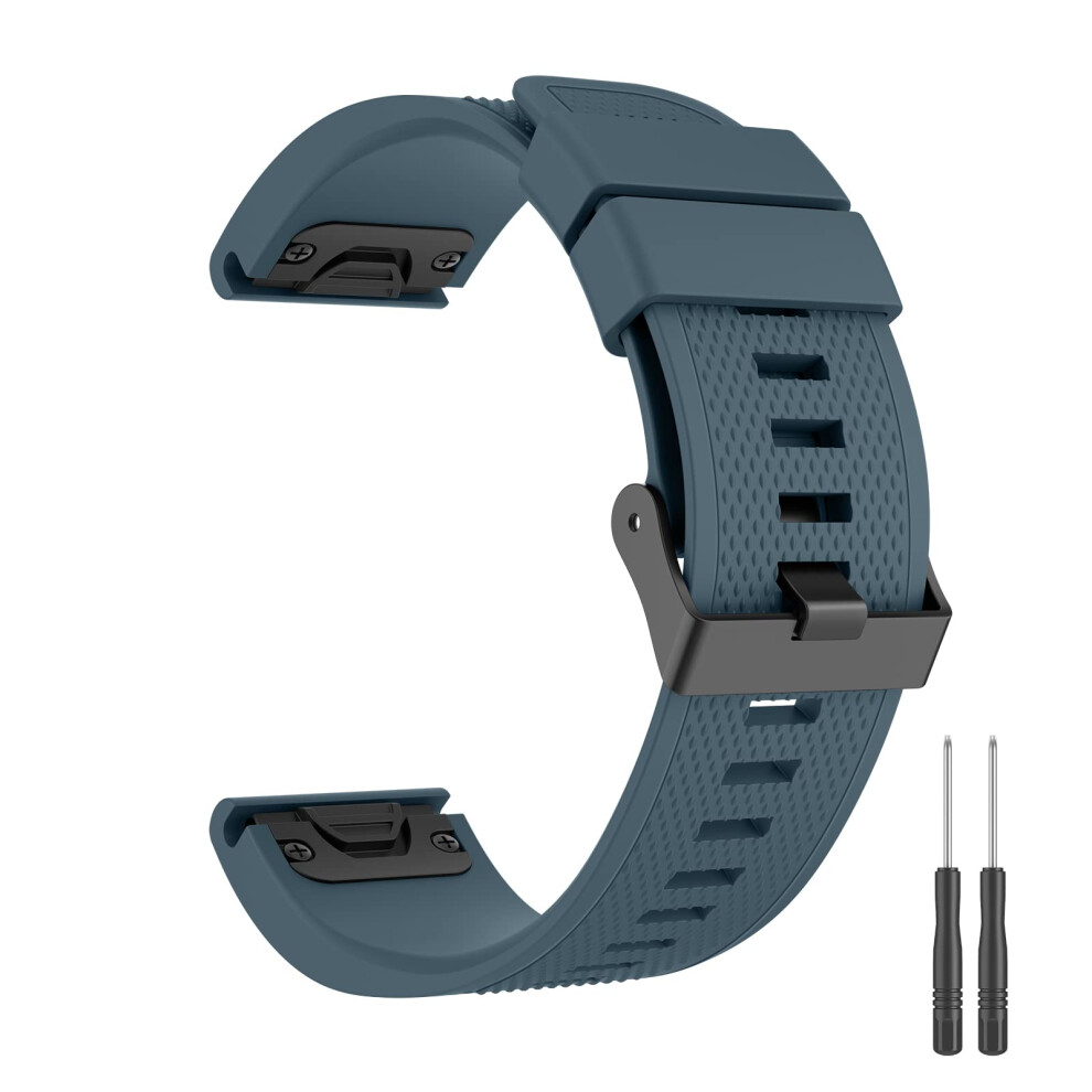 Zoye Quickfit 22Mm Silicone Strap For Garmin Fenix 7/6/5 Series, Forerunner 945/935, Approach S60/S62, Quatix 6 - Slate, 22Mm, Sports Watch Band 5051224207046