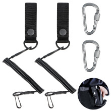 Pack of 2 RSG Holder with Carabiner, Tactical Lanyard, Spiral Cable Key Ring for Rescue Scissors, Fishing, Hiking, Hunting, Torch, Keys