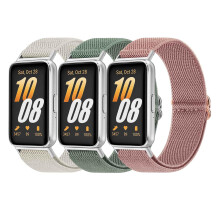 AMCC ?3 PACK? Elastic Straps for Samsung Galaxy Fit 3, Stretchy Adjustable Nylon Stylish Wristband Nylon Replacement Band Starlight+Green+Pink