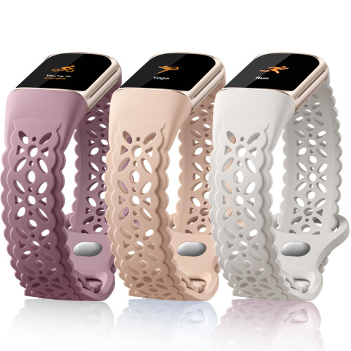 Epova Silicone Straps Compatible with Fitbit Charge 6 Strap - 3 Pack Floral Lace Soft Breathable Waterproof Adjustable Sport Replacement Wristband for
