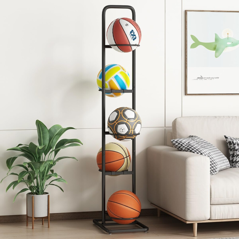 Mlupody Vertical Ball Rack -Basketball Rack- Durable Carbon Steel Storage For Basketball, Soccer, Volleyball, And More - Easy To Assemble, Waterproof, 5051224212194