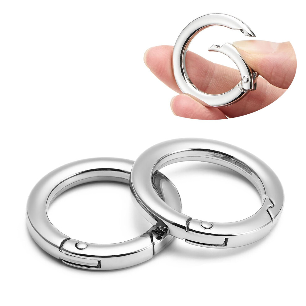 Qiutimiy 4Pcs Trigger Spring O Ring Metal Round Carabiner Clip Snap For Handbag Craft Making?Keyrings Buckle, Bags,Purses(Silver,25Mm) 5051224210787