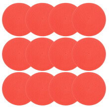 PATIKIL 4 Inch Poly Spot Markers, 12Pcs Non Slip Rubber Floor Dots with Storage Bag Flat Agility Cones for Sports Training Basketball Football, Red