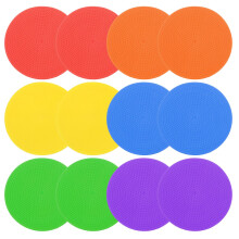 PATIKIL 9 Inch Poly Spot Markers, 12Pcs Non Slip Rubber Floor Dots with Storage Bag Flat Agility Cones for Sports Training Basketball Football, Mixed