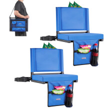 VEVOR Stadium Seat, Folding Bleacher Seat with Back Support & Thick Cushion, Padded Stadium Seats for Bleacher Includes Shoulder Strap, Hooks, Cup