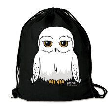 Logoshirt? Harry Potter - Owl - Hedwig I Printed Gym Bag - Fabric Backpack 100% Cotton I AZO-Free I Black I Original Licensed Design