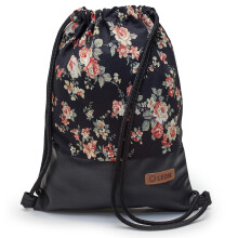By Bers LEON Gym Bag with Inner Pockets Zip Backpack Pouch Bag Women Men & Teenagers Gym Bag Draw String, Rose Black, 40cm hoch