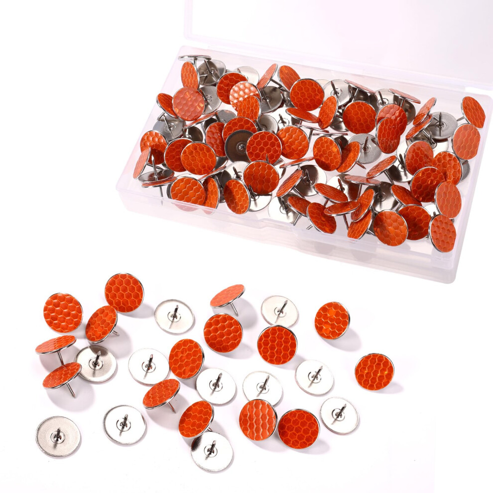 100Pcs Reflective Tacks For Trail Marking, Diameter 20Mm/0.79In Glow In Dark Nail Thumb Tacks For Hunting Hiking Camping Tree Stands High Visibility 5051224218875