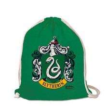Logoshirt? Harry Potter - Slytherin Logo I Printed Gym Bag - Fabric Backpack 100% Cotton I AZO-Free I Green I Original Licensed Design