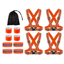 Anlising 4PCS Adjustable Reflective Safety Harness+4PCS Elastic Reflective Wristbands+4PCS Reflective Slap Arm-Bands and a Mesh Bag,Running Reflective