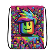 EZB Ro-blox Drawstring Bag | 36x30cm Midi Sized Backpack | Multi-Use: Sports Kits, PE Kits, Gym, Pump, Lunch, Holiday, Beach | Fun Unique Design |