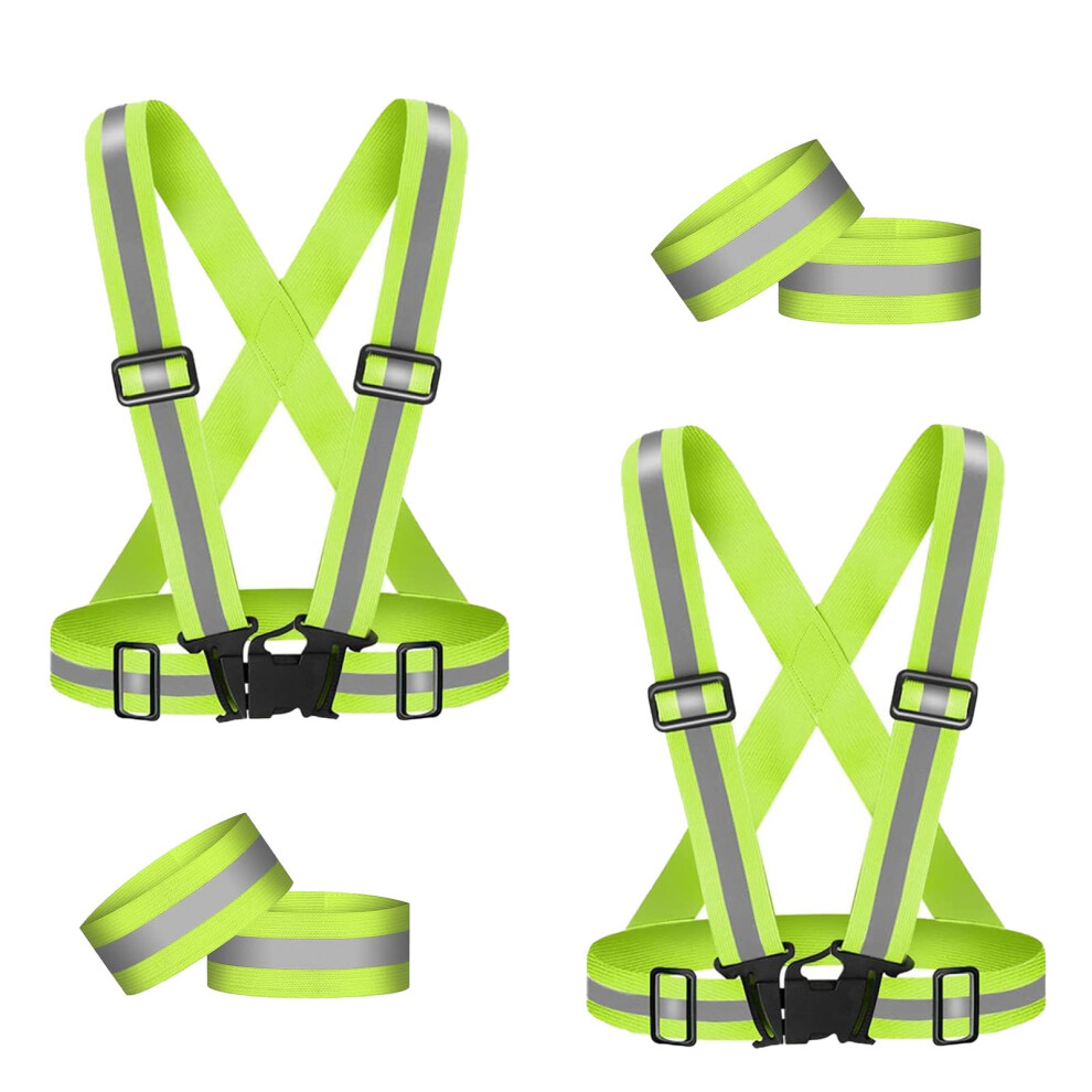 Aonat 2 Pack Reflective Vest,Reflective Vest Running Gear With 4 Pcs High Visibility Armbands,Suitable For Outdoor Night Running Jogging Hiking 5051224224784