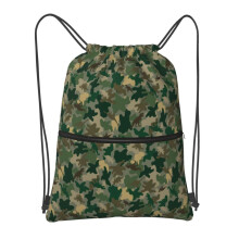 GardEssere Camouflage Dinosaur Drawstring Bags Drawstring Gym Bag Waterproof Drawstring Backpack with Zipper Pocket for Kids Adults Beach Swimming