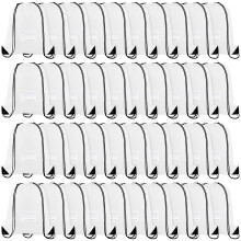TESIN 40 Pcs Drawstring Bag, DIY Bulk Draw String Backpack, Gym Sports Cinch Bag Sackpack for Women Men - White