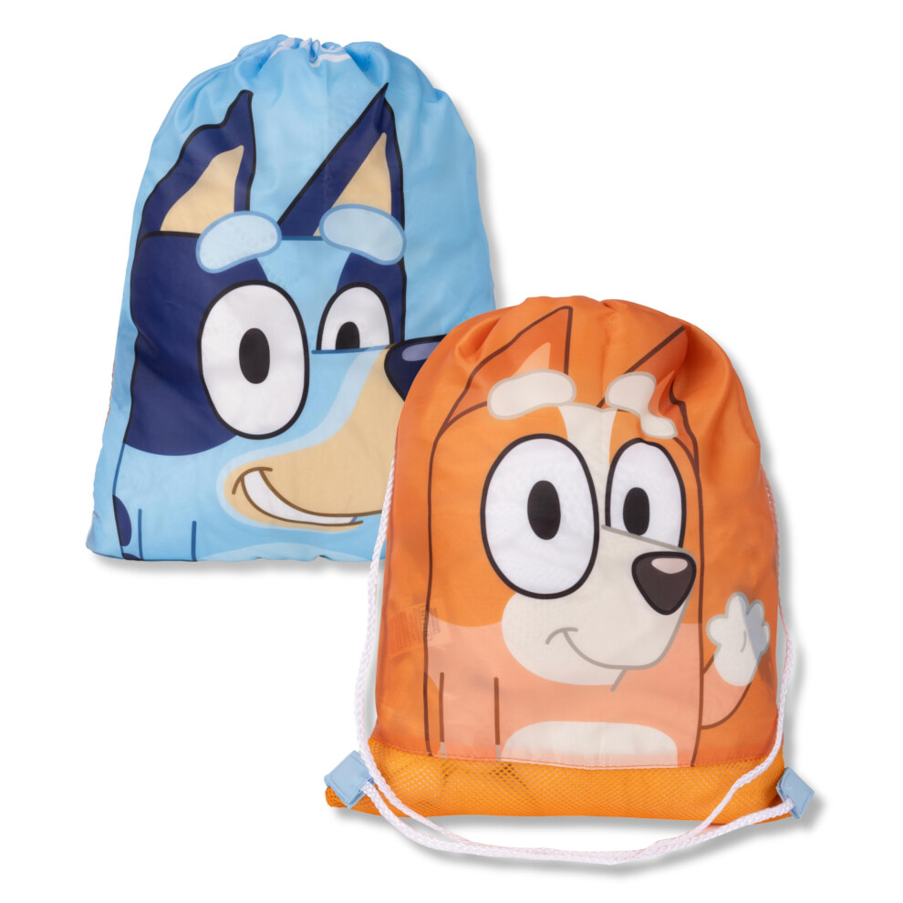 Bluey & Bingo Reversible Drawstring Bag School Pe Trainer Swim Bag