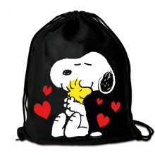 Logoshirt? Peanuts I Snoopy & Woodstock I Best Friends I Printed Gym Bag I Fabric Backpack I 100% Cotton I AZO-free I black I Original Licensed Design
