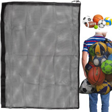 Ezranova Professional Multi-Sport Ball Bag - Heavy-Duty Mesh Carry All with Adjustable Shoulder Strap for Team Equipment - Football, Basketball,