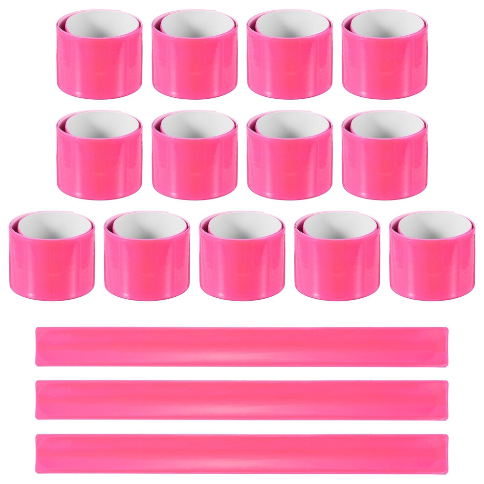 Patikil 8Pcs Reflective Arm Bands, 11.8" High Visibility Bands Reflector Running Gear Snap Bracelet For Night Walking Running Cycling, Pink (Square) 5051224223572