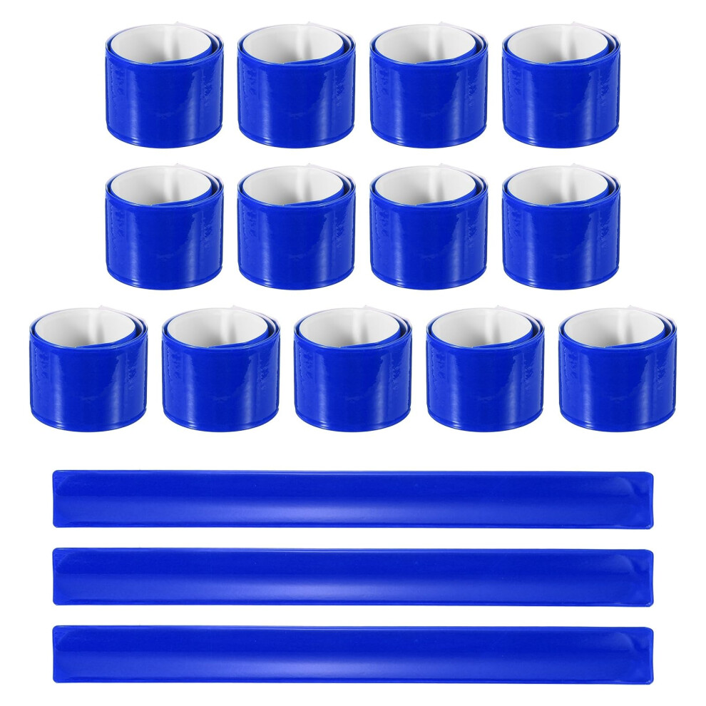 Patikil 16Pcs Reflective Arm Bands, 11.8" High Visibility Bands Reflector Running Gear Snap Bracelet For Night Walking Running Cycling, Blue (Square) 5051224223589