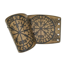 Thajaling Leather Gauntlet Wristband, Hand Made Full Grain Leather Wristband, Leather Cuffs Armband Jewelry, Viking Wrist Guard, Viking Runic Compass