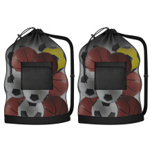 Neikafan Extra Large Sports BallBag 2Pcs NetBag Holds 10-12 Size 5/7 Waterproof Storage Drawstring Mesh Bag Adjustable Shoulder Strap Suitable