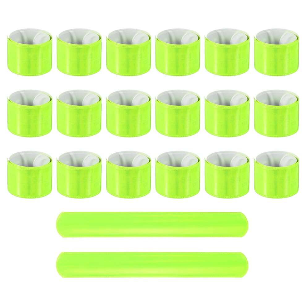 Patikil 20Pcs Reflective Arm Bands, 8.7" High Visibility Bands Reflector Running Gear Snap Bracelet For Night Walking Running Cycling, Yellow (Arc) 5051224230426