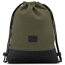 Johnny Urban Drawstring Bag for Men and Women Green Black - Luke - Gym Sack Backpack with Pocket for Sports, Swimming, Travel and Leisure - Cotton