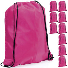 eBuyGB Pack of 10 Plain Polyester Drawstring Backpack, Gym Rucksack, School Sport Bag, PE Kit, Book Bag - Ideal for Printing, Cameo, Heat Transfer