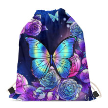 HELLHERO Butterfly Drawstring Bags Sports Gym String Backpacks Cinch Sackpack Gymsac PE Daypack Party Favor Bag for Kids Women Gifts Shopping Travel