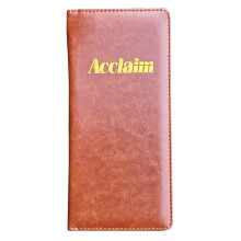 Acclaim Rigid Lawn Bowls Bowling Scorecard Holder Lightly Padded Synthetic Leather Look Finish 23 cm x 11 cm with Spring Clip & Pen Loop (Brown)
