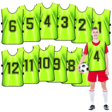 12 Pack Football Training Bibs Numbered Scrimmage Vests for Adults and Youth Breathable Quick Drying Sports Bib for Team Practice Soccer Rugby