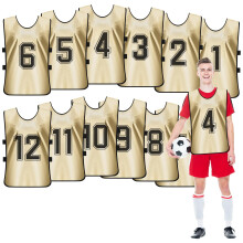 12 Pack Football Training Bibs Numbered Scrimmage Vests for Adults and Youth Breathable Quick Drying Sports Bib for Team Practice Soccer Rugby