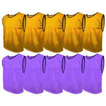 SPORTSBIBS Training Bibs Pack of 10 Football Vests Sports Practice Pinnies Soccer Rugby (5x Purple + 5x Brown, XXL 170-190cm (weight more than 90 kg))