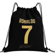 QhgPnt Football Kit Bag, Drawstring Backpack for Football Gear, Ronaldo Inspired Gifts for Boys, 32CM X 40CM Black Sports Storage Bag, Footballs Kits