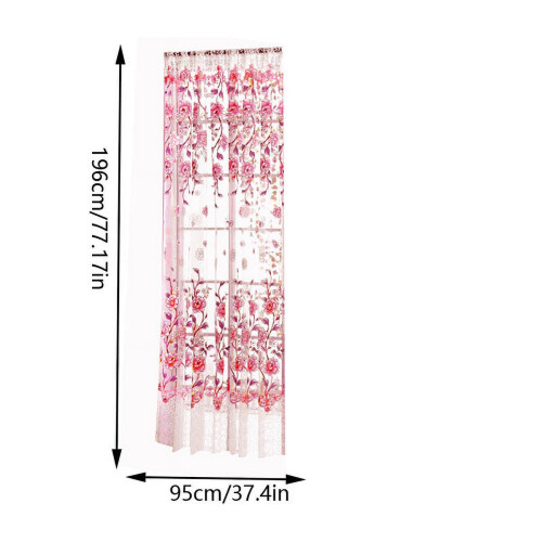 Sheer Floral Peony Curtains with Rod Pocket, 1 Panel, 39.37 1