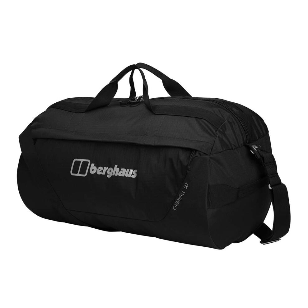 Berghaus Unisex Carry All Mule Holdall 50L Duffel Bag | Compact And Lightweight | Detachable Shoulder Stap Travel Holdall, Black/Black, One Size