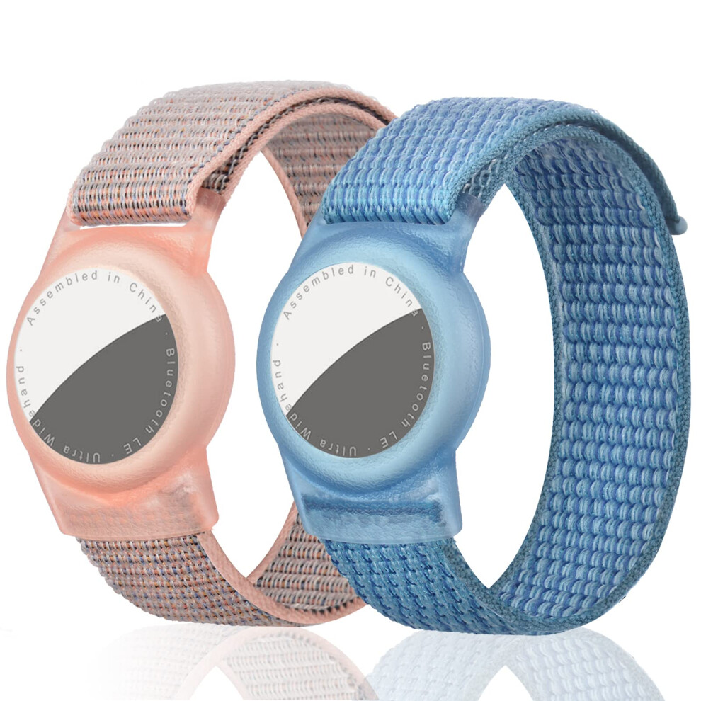 Dingfeiyu 2 Pack Nylon Airtag Wristband For Kids Adult, Adjustable Airtag Waterproof Bracelet Toddler Children Adult Elders, Wristbands Compatible 5051224242375