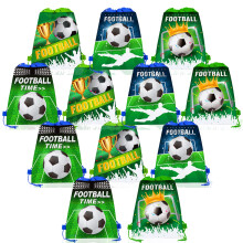 Qpout 12pcs Football Drawstring Bags, Soccer Backpack, Kids Birthday Giveaways Bag, Candy Bag, Gifts Treats Pouch for Children (13.3x10.6 inch)