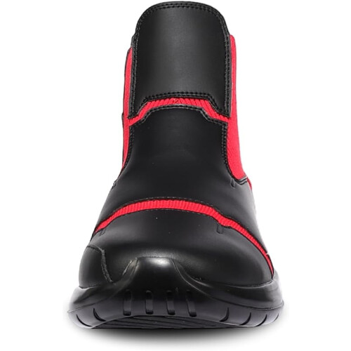 High Top Sneakers Leather Splicing Reflective Black Red 2